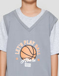Nevada Contrast Vest Print Basket Ball Print Kaos Anak Laki-laki