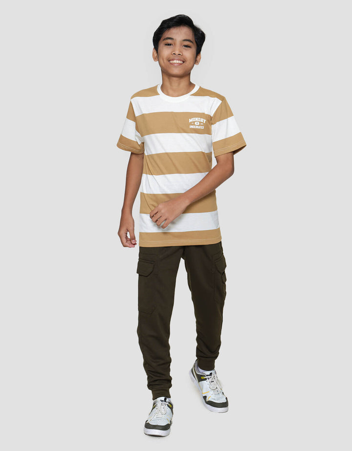 Nevada Stripes Yarndyed Print Wording Kaos Anak Laki-laki