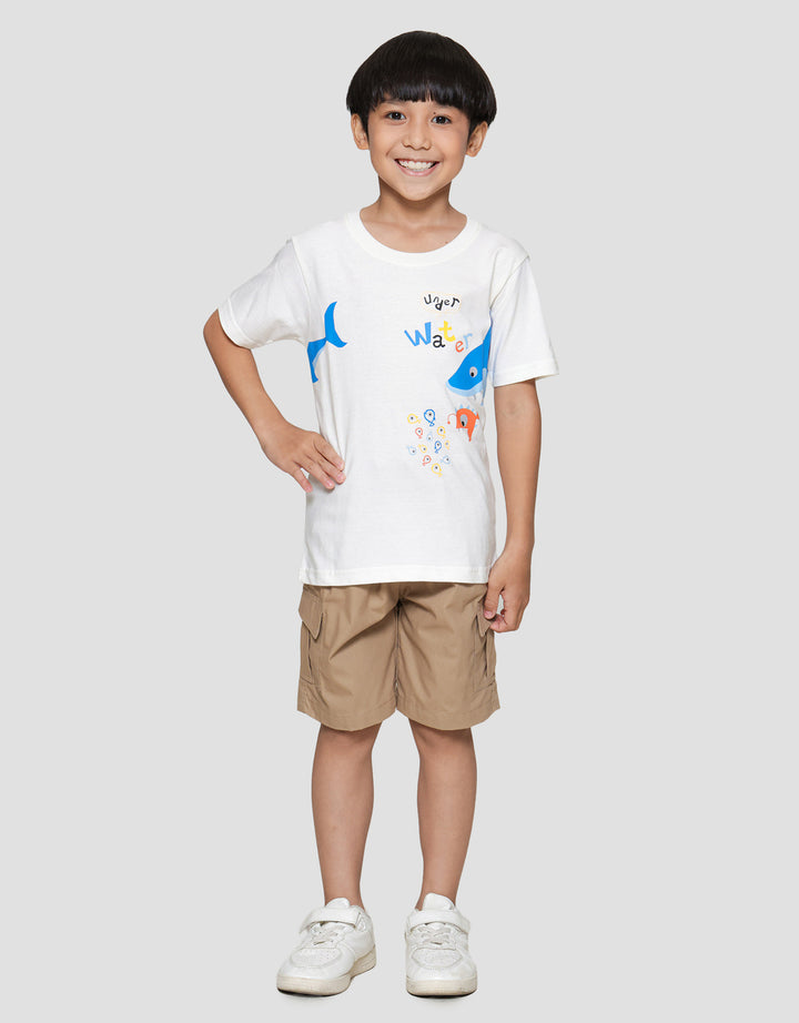 Little M Under Water Print Kaos Lengan Pendek Anak Laki-laki