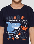 Little M Shark Hungry Print Kaos Lengan Pendek Anak Laki-laki