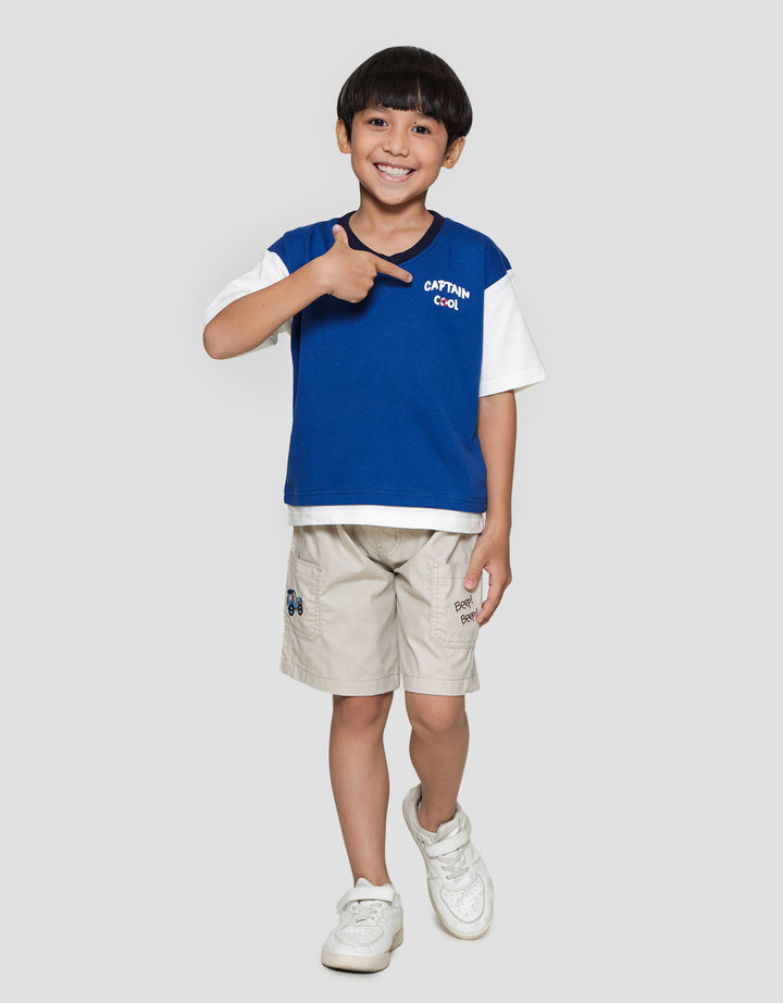 Little M Komb Captain Cool Print Kaos Lengan Pendek Anak Laki-laki