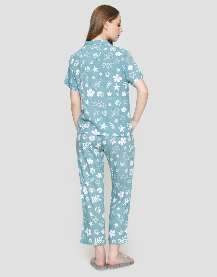 Disney Green Stitch Piyama Set Wanita