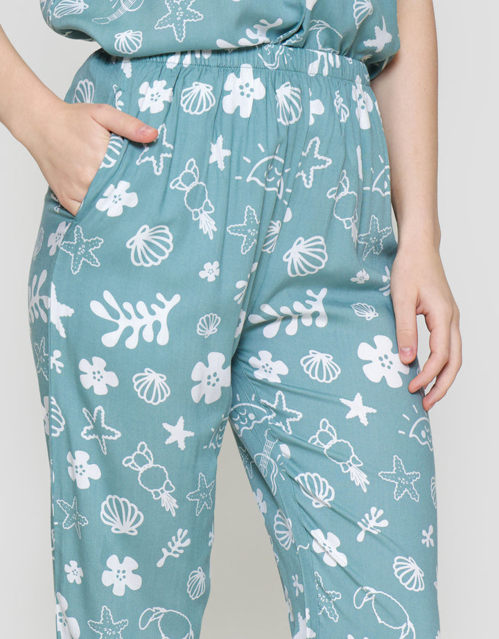 Disney Green Stitch Piyama Set Wanita