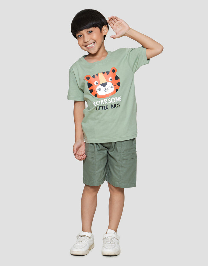 Little M Roarsome Print Kaos Lengan Pendek Anak Laki-laki