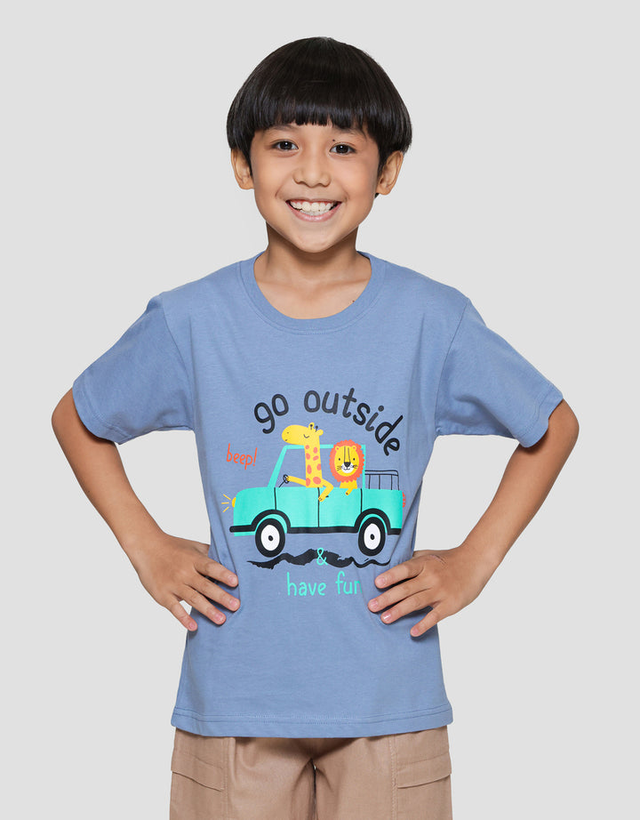 Little M Animal Beep Beep Print Kaos Lengan Pendek Anak Laki-laki