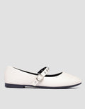 Connexion Round Pearl Mary Jane Sepatu Flat Wanita
