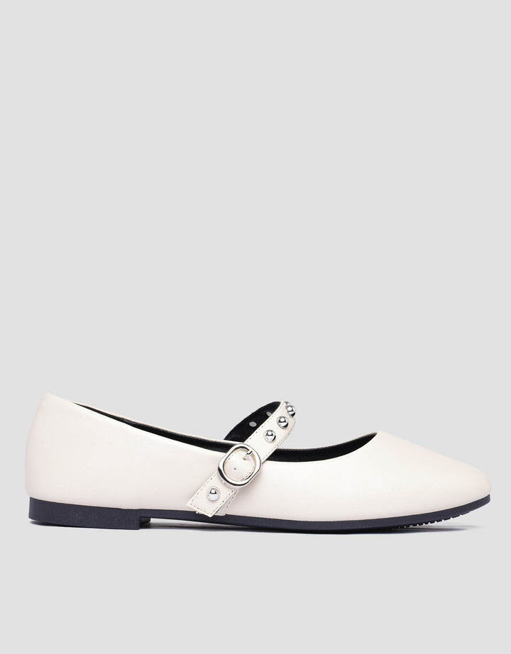Connexion Round Pearl Mary Jane Sepatu Flat Wanita