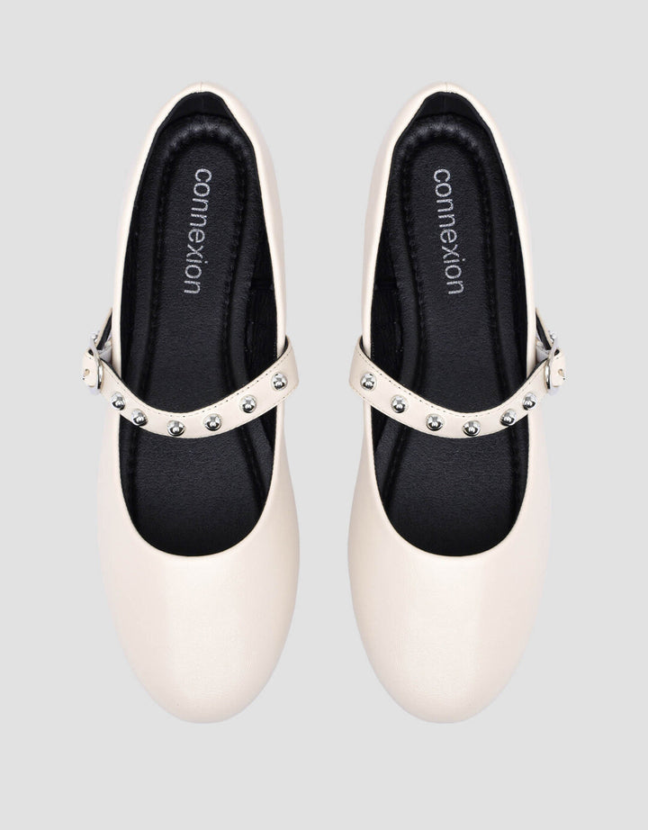 Connexion Round Pearl Mary Jane Sepatu Flat Wanita