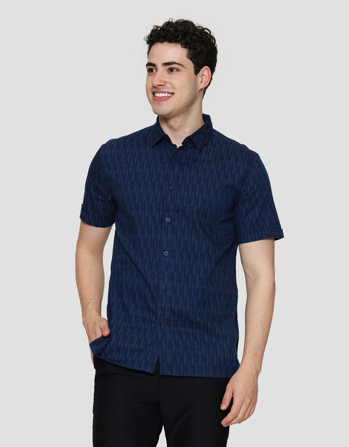 Cole Iregular Stripe Kemeja Lengan Pendek Pria