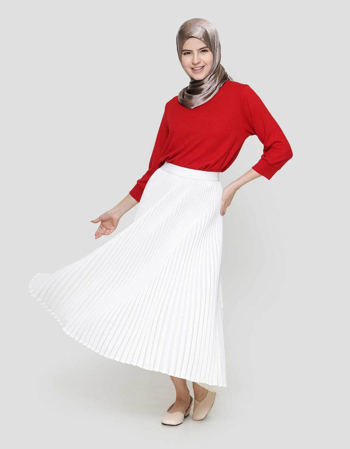 Annisa Full Length Pleated With Exposed Band Rok Maxi Wanita