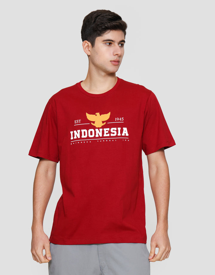 Aos Theme Independence Day 2025 Garuda Stripe Kaos Pria