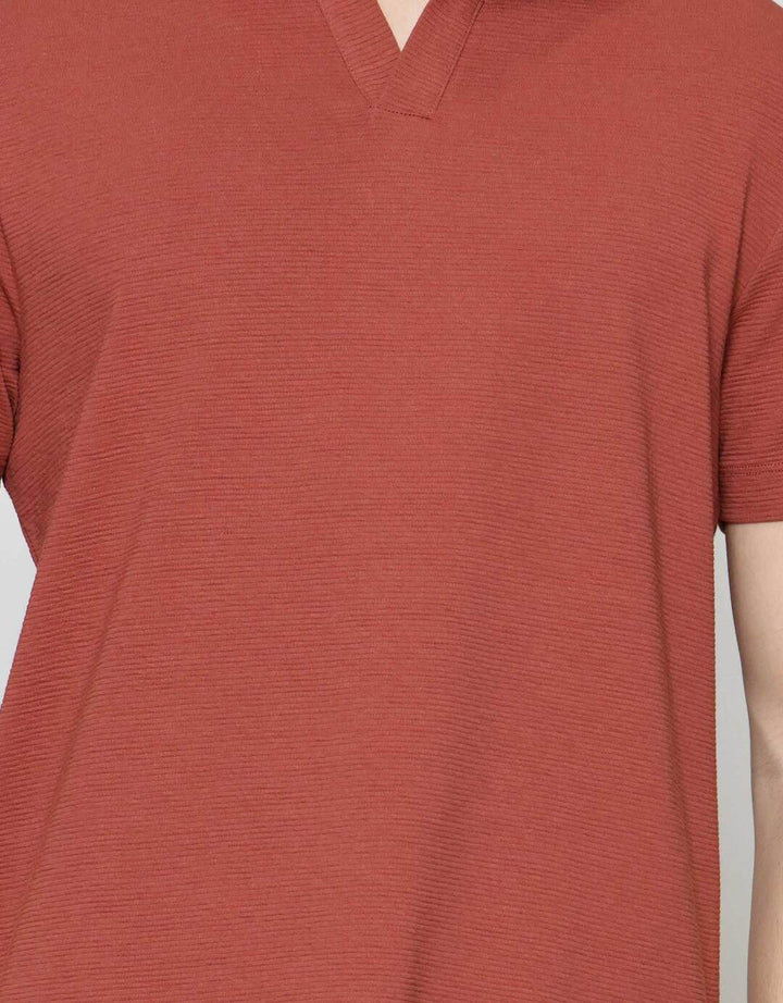 Cole Fancy Solid Ottoman Vneck Kaos Polo Pria