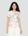 Connexion Full Print Flowers Kaos Lengan Pendek Wanita