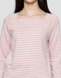 Connexion Stripe Square Neck Rib Women's Long Sleeve T-Shirt