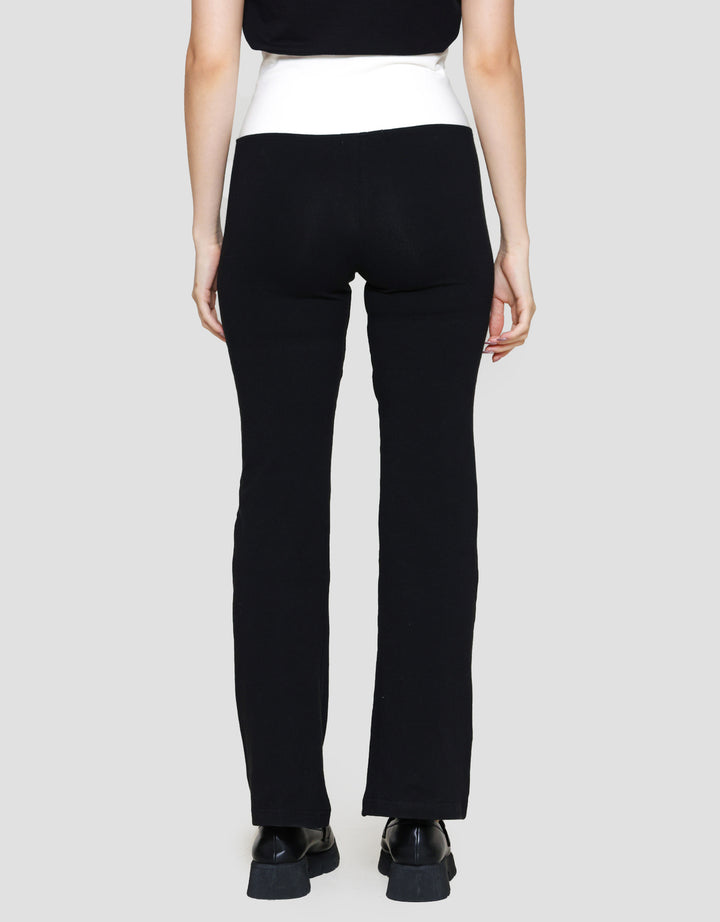 Nevada Rib Flared Pants W/ Folded Waist Celana Panjang Wanita