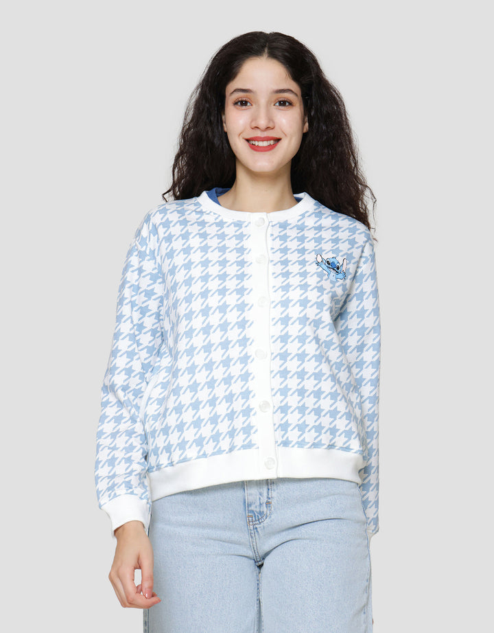 Disney Jacket Cardigan Print Argyle - Stitch Jaket Wanita