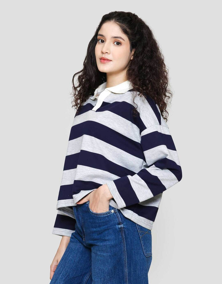 Nevada Crop French W/ Collar Sweater Wanita