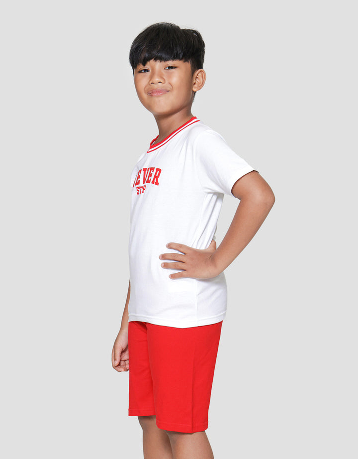 Little M Rib Manset Never Stop Pakaian Set Anak Laki-laki