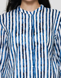 St. Yves Cotton Stripes Buttoned Down Blouse Wanita