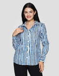 St. Yves Soft Cotton Stripy Kemeja Lengan Panjang Wanita