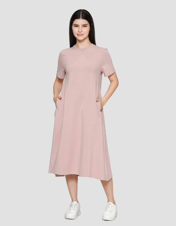 Suko Knit Dress Plain Gaun Jersey Wanita