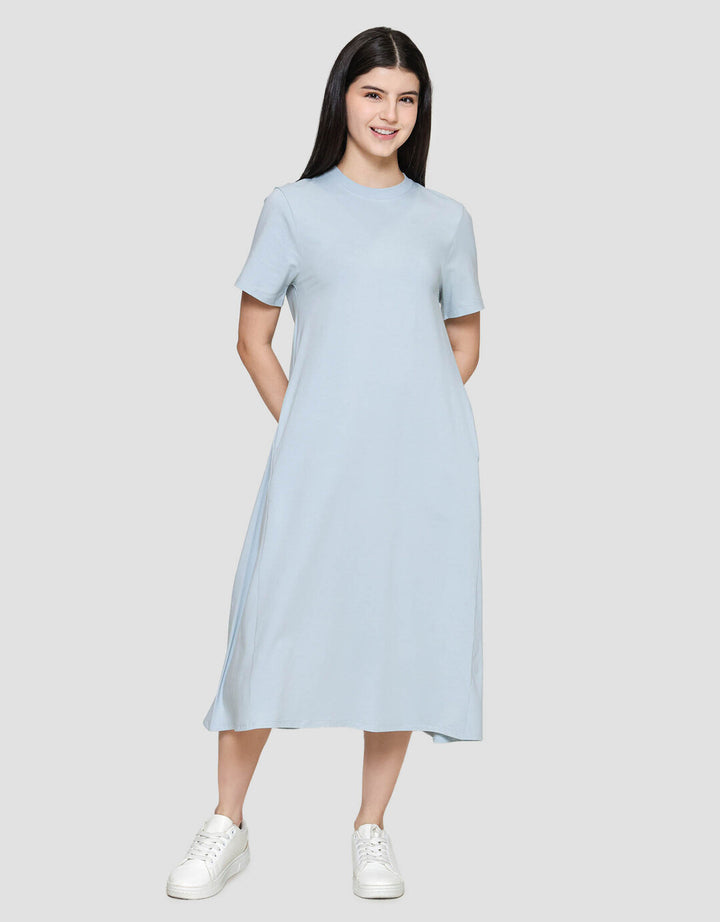 Suko Knit Dress Plain Gaun Jersey Wanita
