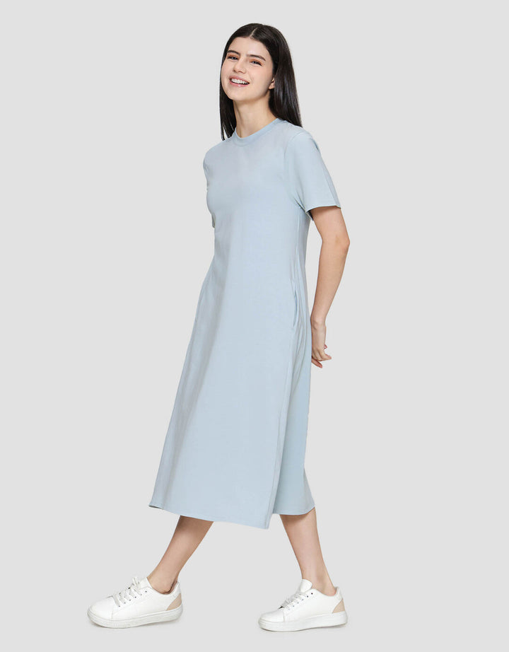 Suko Knit Dress Plain Gaun Jersey Wanita