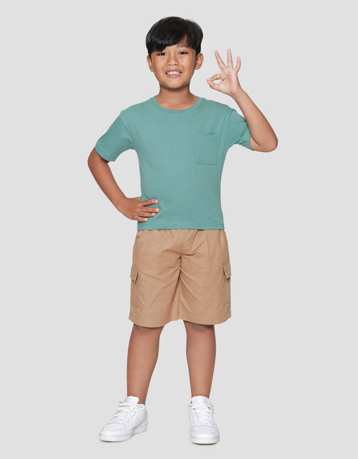 Little M Ov Basic Kantong Print Kaos Lengan Pendek Anak Laki-laki