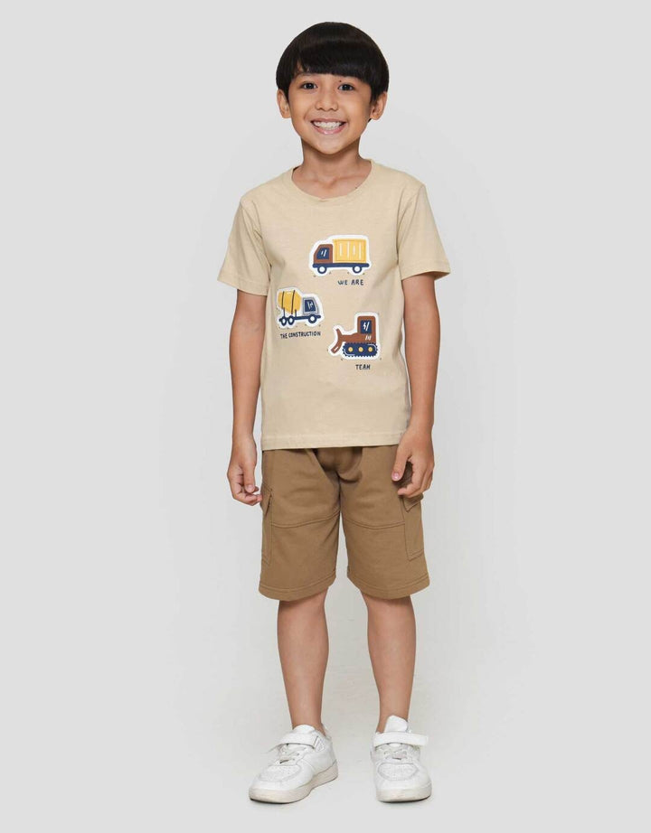 Little M Aplikasi Construction Team Kaos Anak Laki-laki