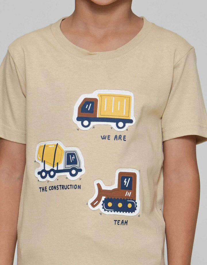 Little M Aplikasi Construction Team Kaos Anak Laki-laki