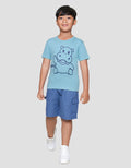 Little M Hippo Outline Print Kaos Lengan Pendek Anak Laki-laki