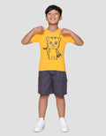 Little M Tiger Outline Print Kaos Lengan Pendek Anak Laki-laki