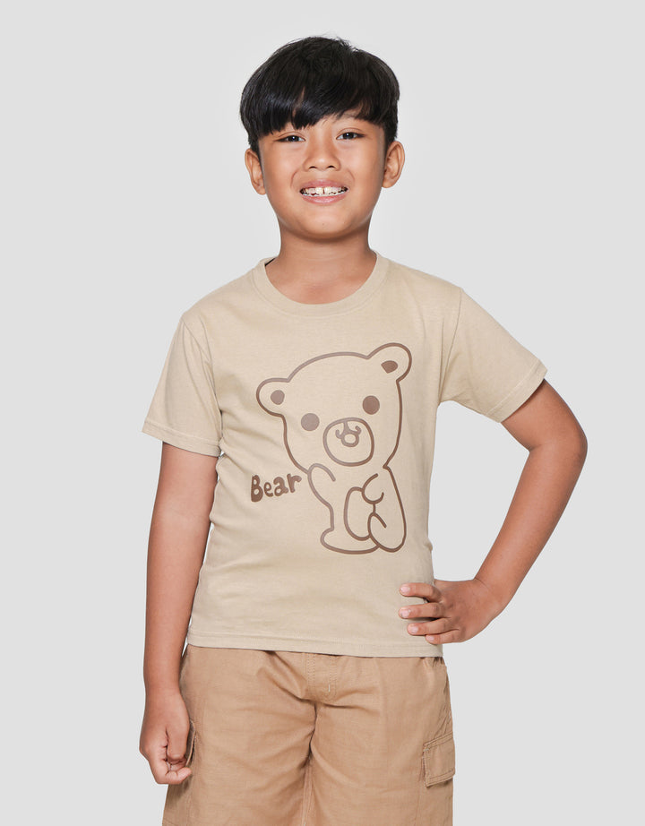 Little M Bear Outline Print Kaos Lengan Pendek Anak Laki-laki