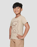 Little M Bear Outline Print Kaos Lengan Pendek Anak Laki-laki