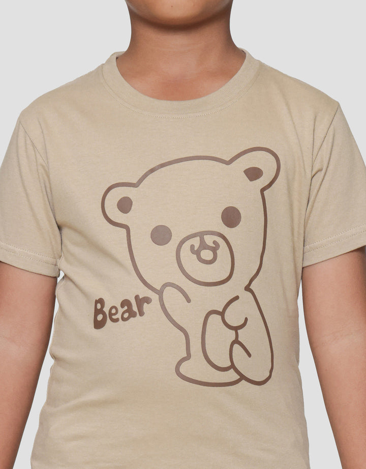 Little M Bear Outline Print Kaos Lengan Pendek Anak Laki-laki