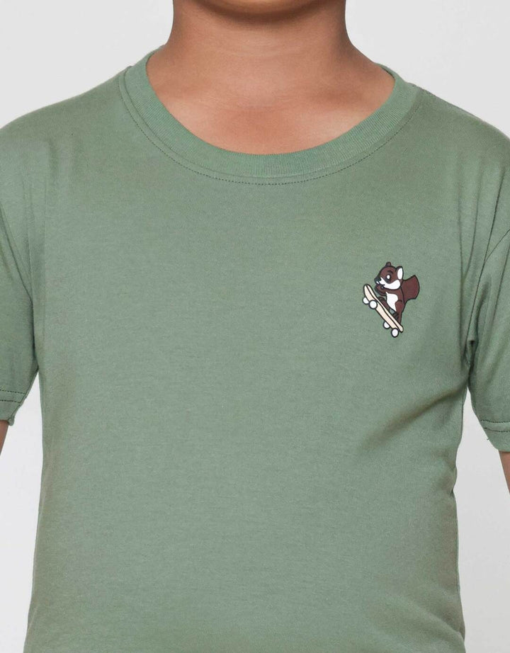 Little M Squirrel Print Kaos Lengan Pendek Anak Laki-laki