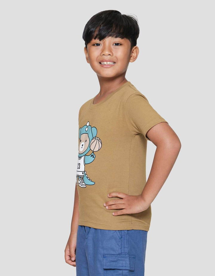 Little M Bear Sport Print Kaos Lengan Pendek Anak Laki-laki