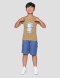 Little M Bear Sport Print Kaos Lengan Pendek Anak Laki-laki