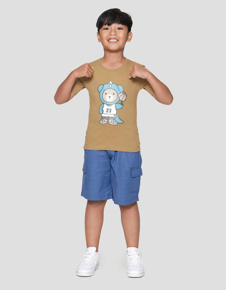 Little M Bear Sport Print Kaos Lengan Pendek Anak Laki-laki