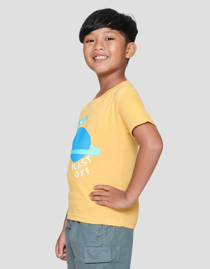 Little M Blast Off Print Kaos Lengan Pendek Anak Laki-laki