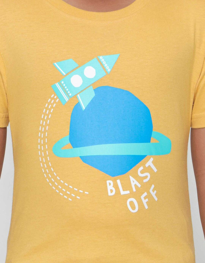 Little M Blast Off Print Kaos Lengan Pendek Anak Laki-laki