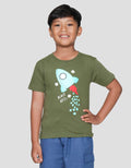 Little M Rocket Print Kaos Lengan Pendek Anak Laki-laki