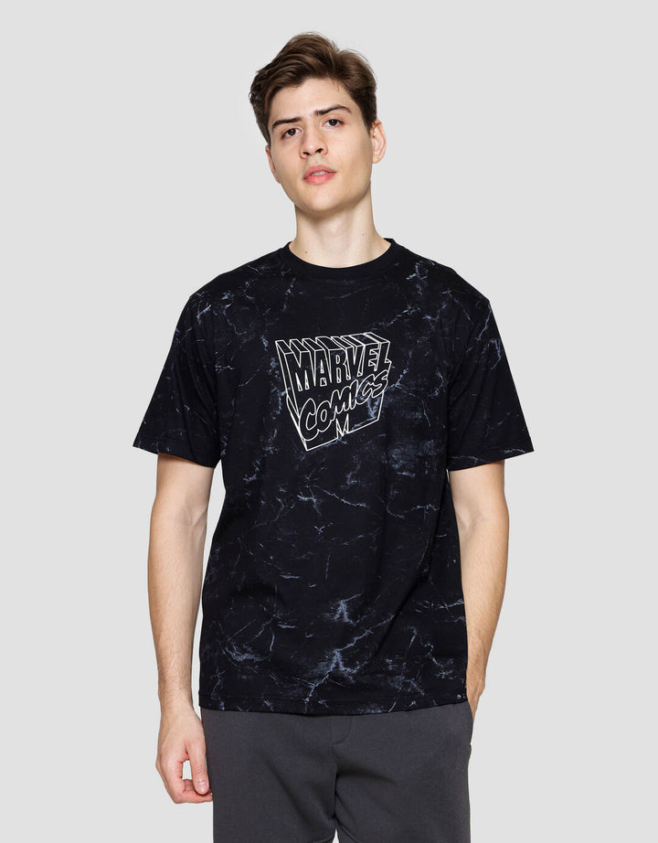 Marvel Comics Washing Effect Kaos Lengan Pendek Pria