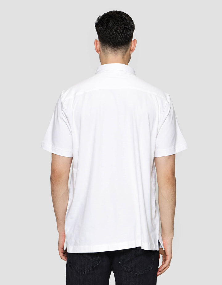 Cole Knitt Pipping Placate Kemeja Lengan Pendek Pria