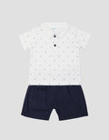 Little M Polo Lacoste Short Jangkar Setelan Bayi Laki-laki