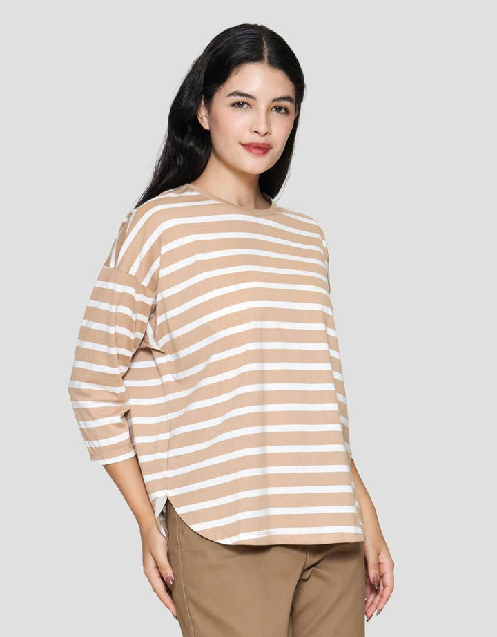 Connexion Stripe Drop Shouldr Kaos Wanita