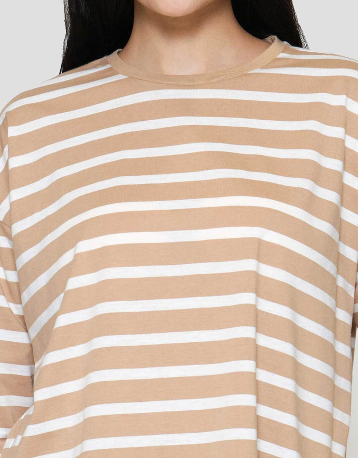 Connexion Stripe Drop Shouldr Kaos Wanita