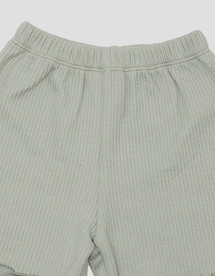 Little M Textured Rib Stripe Pakaian Setelan Anak Perempuan