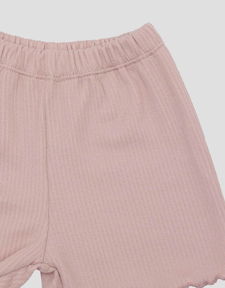 Little M Textured Rib Stripe Pakaian Setelan Anak Perempuan