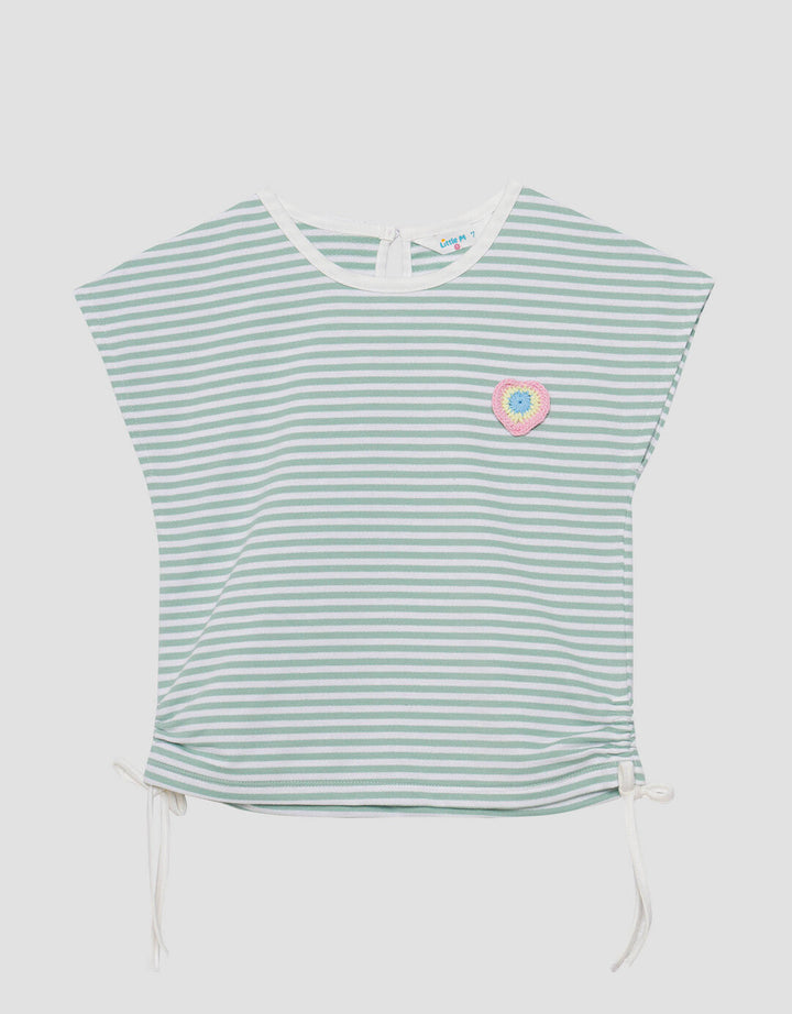 Little M Stripe With Crochet Kaos Anak Perempuan